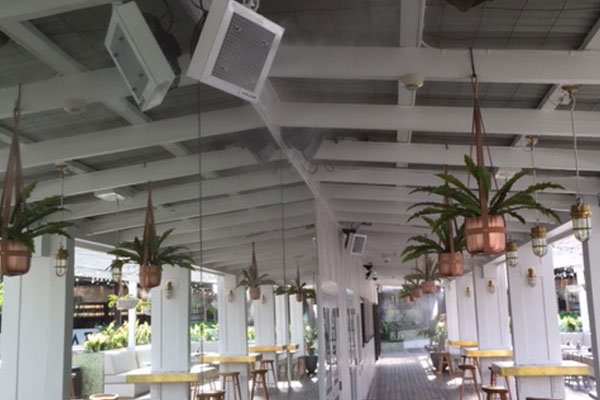 Misting System with Fan in Hotel/Club Outdoor Area