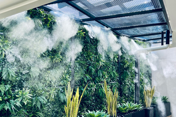 Misting System with Misting Lines in Outdoor Gaming Room